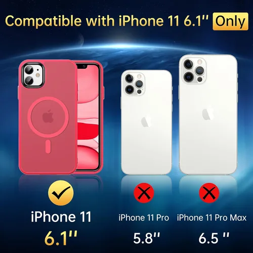 Miniatura 2 de Funda magnética para iPhone 11, [probada en caídas de grado militar] [compatible con MagSafe] a prueba de golpes, translúcida y dura, suave funda