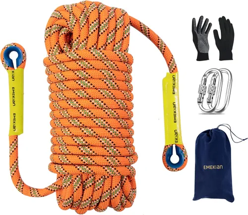 Miniatura 19 de Cuerda de escalada para interiores y exteriores, 10/12/0.551 in (32FT/49FT/65FT/98FT), cuerda de escalada en roca estática para cuerda de escape