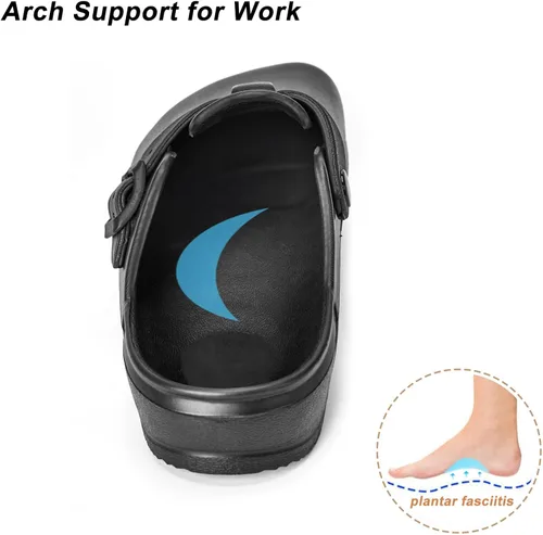 Miniatura 4 de ZXT Zuecos de trabajo con soporte de arco, antideslizantes, zapatos ortopédicos para chef, enfermera, jardín, cómodas, sandalias deslizantes