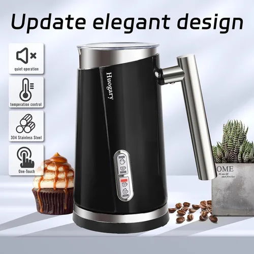 Miniatura 5 de Espumador de leche Huogary, vaporizador eléctrico 4 en 1, espumador automático de leche caliente y fría, calentador de leche para café, café