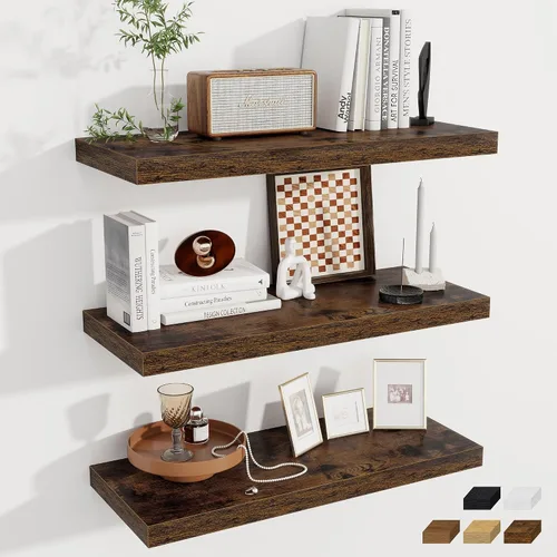 Miniatura 103 de Fun Memories Estantes flotantes de 12 pulgadas de profundidad, estantes de pared de madera de 16 x 12 pulgadas, estante de almacenamiento rústico