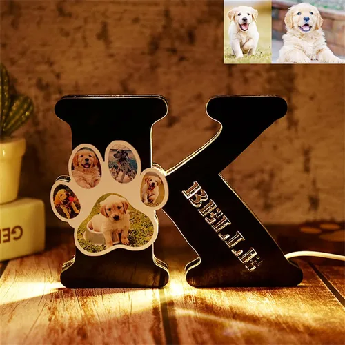 Miniatura 17 de Lámpara de fotos personalizada con 5 imágenes, luz LED para dormitorio, noche 3D, Navidad, cumpleaños, hueso, 8 pulgadas