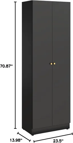 Miniatura 3 de IRONMIX Estantería de metal con puertas, estantería alta con estantes ajustables, 5 niveles, organizador de almacenamiento, gabinete