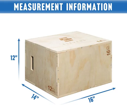 Miniatura 2 de Elevens Caja pliométrica de madera 3 en 1 para saltar, saltar, saltar, estocadas, saltos de caja, sentadillas, escalones, inmersiones