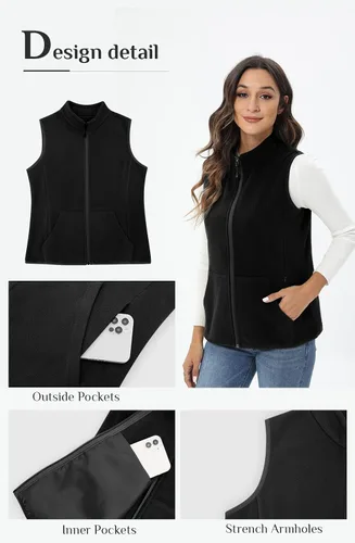 Miniatura 6 de Xeoxarel Chaleco de forro polar para mujer con 6 bolsillos (XS-2XL)