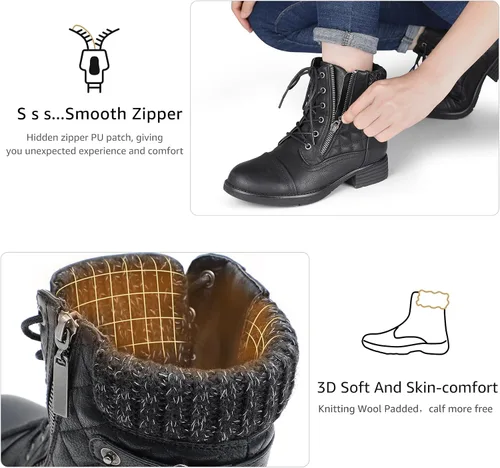 Miniatura 4 de STQ Botas de combate con cordones para mujer