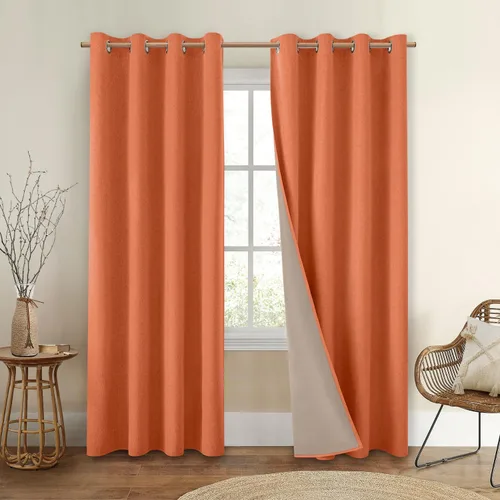 Miniatura 42 de Homeideas Cortinas Rosa Claro 100% Opacas de 84 Pulgadas de Largo, Gruesas Cortinas de Lino Sintético/Mezcla de Lino Texturizadas, Lindas Cortinas