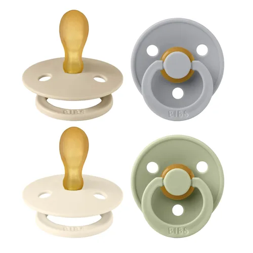Miniatura 9 de BIBS Colour - Chupetes con pezón simétrico, goma natural para bebé, juego de 4 chupetes sin BPA, fabricados en Dinamarca, mezcla de rubor, talla 0 a