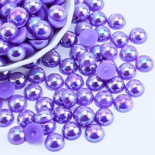 Miniatura 70 de 1500 PIEZAS 4mm Perlas Blancas de Media Parte Plana para Manualidades Joyería Álbum de Recortes Decoración de Uñas, Perlas de Parte Plana para Blanco
