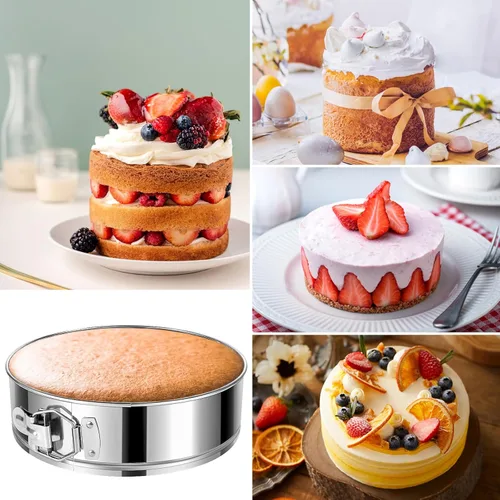 Miniatura 3 de Molde desmontable para tartas de 7 pulgadas, molde desmontable de acero inoxidable, a prueba de fugas y antiadherente para tartas de queso con parte