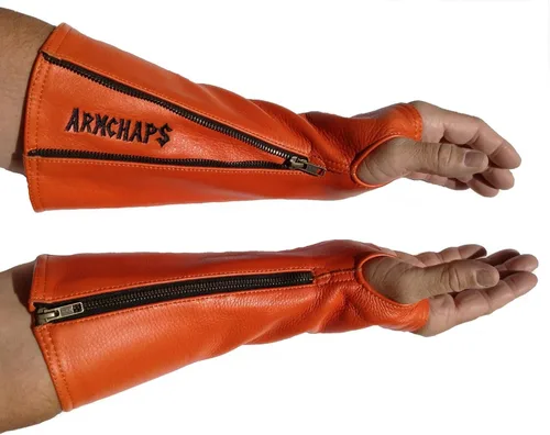 Miniatura 8 de Arm Chaps Mangas Protectoras de Cuero Protector de Brazo - Previene Cortes, Arañazos y Moretones - Ideal para Jardinería y Construcción., Marrón, XL