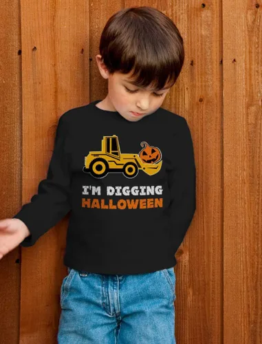 Miniatura 3 de Camisetas de Halloween con texto en inglés "I'm Digging para niños