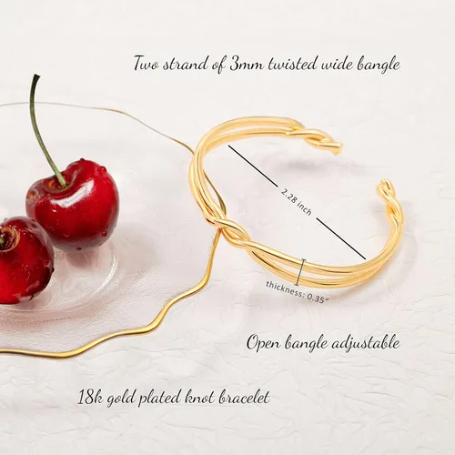 Miniatura 4 de PEARLADA Brazalete de oro de 18 quilates para mujer, pulsera gruesa y abierta, ajustable, joyería de moda