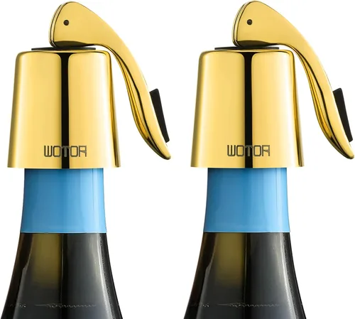 Miniatura 10 de WOTOR Tapones para botellas de vino de acero inoxidable con silicona, reutilizable, protector de vino y sellador decorativo de botellas, a prueba