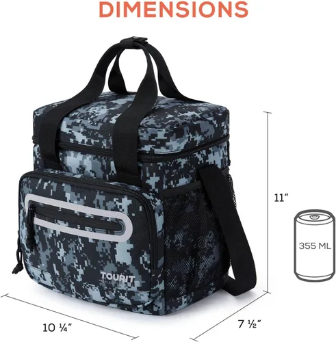 Miniatura 2 de TOURIT Lonchera grande de 14L con aislamiento para almuerzo, enfriador de comida para hombres y mujeres, color negro Camuflaje