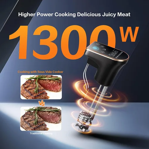 Miniatura 2 de Sous Vide - Cocina de precisión de 1300 W, WiFi 2.4, circulador de inmersión silencioso con motor sin escobillas, IPX7 totalmente impermeable, 6 NI