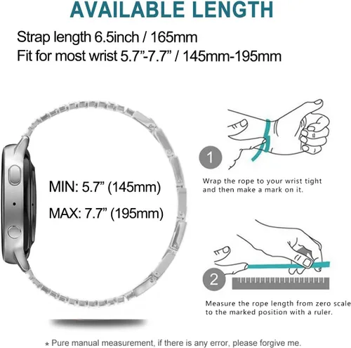 Miniatura 6 de DEALELE Correas compatibles con Samsung Galaxy Watch 6/6 Classic / 5/5 Pro / 4/4 Classic / 3 1.614 in / Active 2, correa de repuesto de metal de 1#