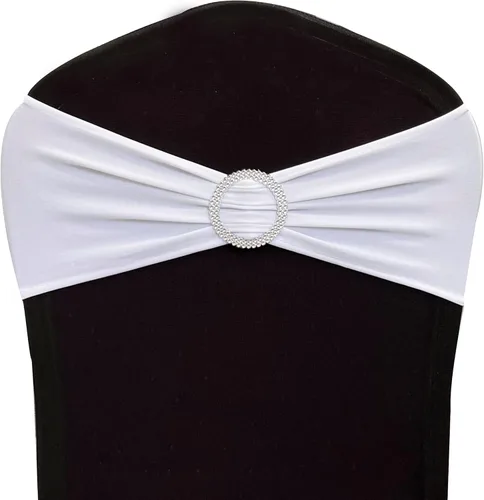 Miniatura 11 de Cintas elásticas de elastano para sillas 50 unidades, lazos elásticos para sillas con hebilla deslizante para decoración de bodas, fiestas, Azul bebé