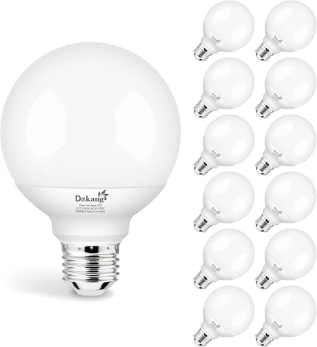 Miniatura 9 de Paquete de 8 Bombillas de Luz para Baño con Base E26 de 3000K Blanco Suave, Bombillas LED Globo G25 Equivalente a Incandescente de 60 Vatios