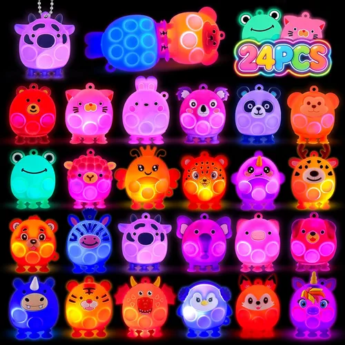 Miniatura 7 de ChildFun 24 piezas de recuerdos de fiesta para niños, juguetes fidget pop de animales de silicona con succión, regalos de cumpleaños para niños