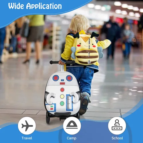 Miniatura 3 de Costzon Patineta plegable para niños, 2 en 1 con ruedas iluminadas, sistema de frenos, maleta de mano para viajes, escuela, al aire libre