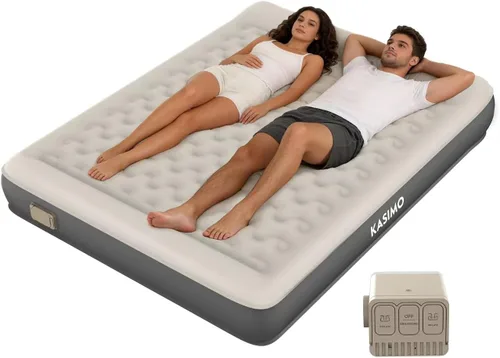 Miniatura 10 de KASIMO Colchón de aire tamaño individual con bomba extraíble de batería integrada, colchón inflable de TPU con almohada, fuerte apoyo toda la noche