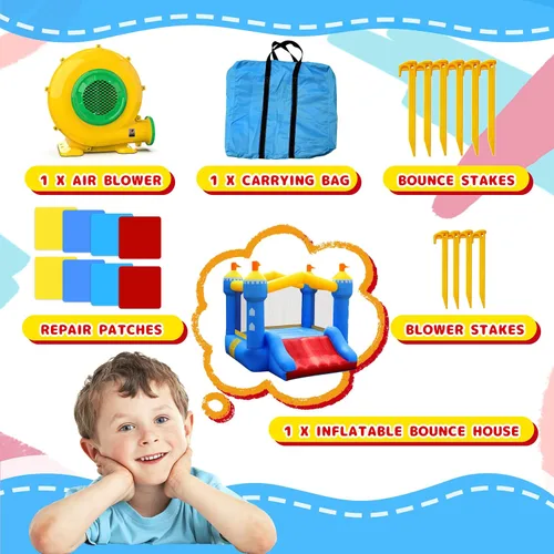 Miniatura 6 de Casa inflable para niños: casa inflable con tobogán para interiores y exteriores, fiesta de cumpleaños en el patio trasero, pequeño castillo animoso