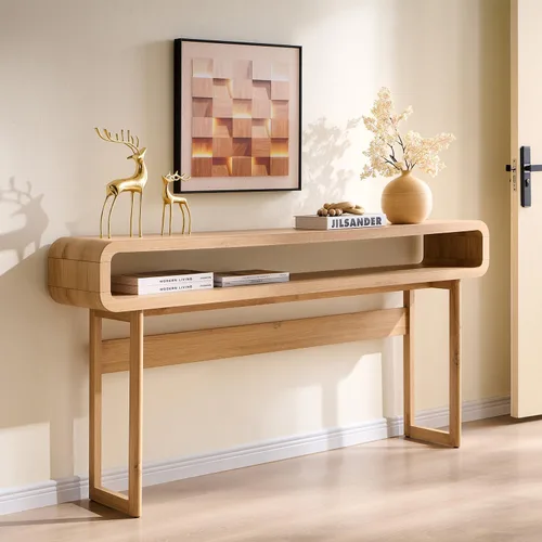 IFGET - Mesa de consola larga de 63 pulgadas, mesa moderna de entrada de 31.5" de altura con estante de almacenamiento abierto, diseño de perfil