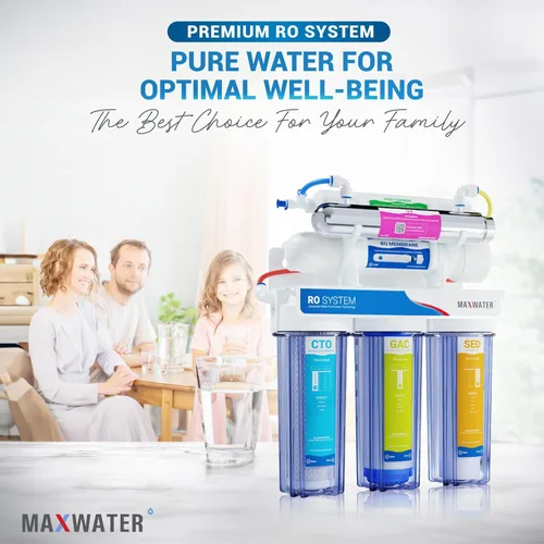 Miniatura 6 de Max Water Home RO Purificador de agua de 6 etapas para debajo del fregadero Sistema de filtración de agua de ósmosis inversa con capacidad de 50 GPD