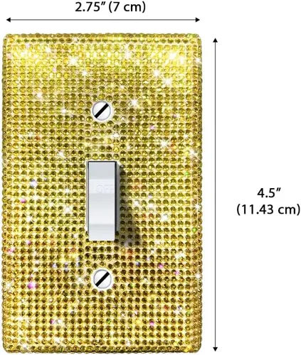 Miniatura 2 de WIRESTER Cubierta para placa de pared con diamantes de imitación brillantes y dorados, color amarillo dorado citrino, cubierta para interruptor