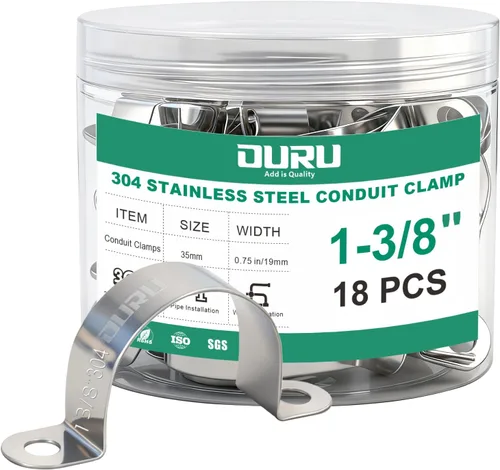 Miniatura 14 de OURU 30 abrazaderas de conducto de 1 pulgada de acero inoxidable 304, abrazadera de tubo de metal rígido en U, correa de tubo de 2 agujeros