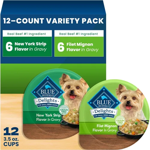 Miniatura 11 de Blue Buffalo Delicias Copa de alimentos de perro mojada de la raza pequeña adulta natural, sabor de pollo asado en salsa abundante 3.5-oz