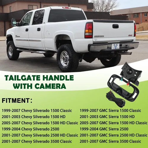 Miniatura 6 de Cámara de respaldo con manija de puerta trasera Cámara de visión trasera con manija de cierre de puerta Compatible con 1999-2007 Chevrolet Chevy