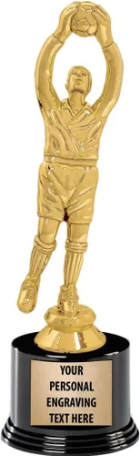 Crown Awards Trofeos de fútbol con grabado personalizado, trofeo masculino de portero de fútbol personalizado de 7.25 pulgadas en base redonda de
