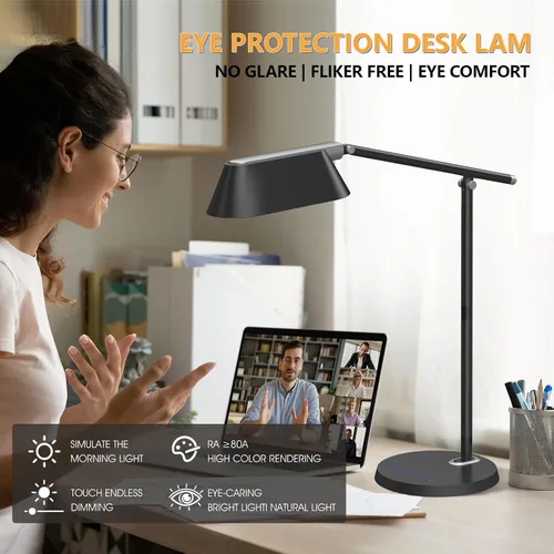 Miniatura 2 de Lámpara de escritorio para oficina y hogar, luz de escritorio con atenuación continua, fuente de luz más grande, lámpara de escritorio USB de 8 W