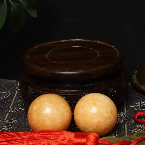 Miniatura 4 de BRABUD TQZDBS030 - Bolas chinas de estrés para la salud de Baoding de mármol naranja en piedra natural con caja
