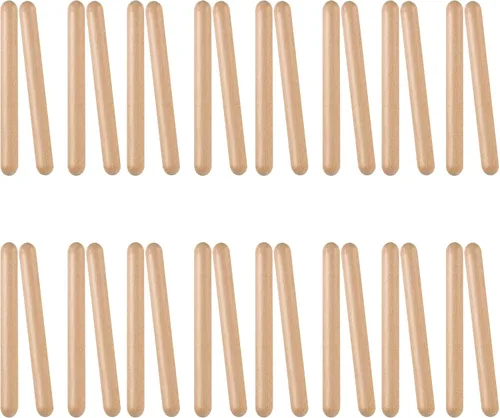 SINJEUN 16 pares (paquete de 32) palos de ritmo de madera, instrumentos de percusión musical de clavos de madera clásica de 8 pulgadas, palos lummi