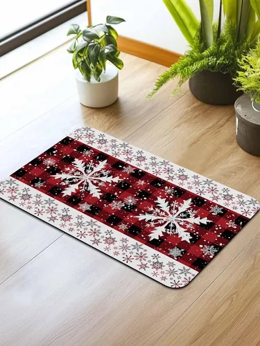 Miniatura 2 de Tapete de baño con diseño de copos de nieve para bañera, antideslizante, de secado rápido y absorbente, tierra de diatomeas, cocina, ducha