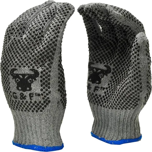 G & F Products Guantes de trabajo de algodón natural, medianos, puntos de PVC para agarre antideslizante, tejido transpirable, reversibles,