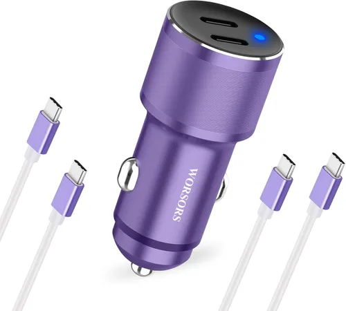 Miniatura 9 de Cargador de coche dual de 45W USB C, carga súper rápida de 90W máx, adaptador de encendedor de cigarrillos de 12V totalmente metálico para iPhone 17