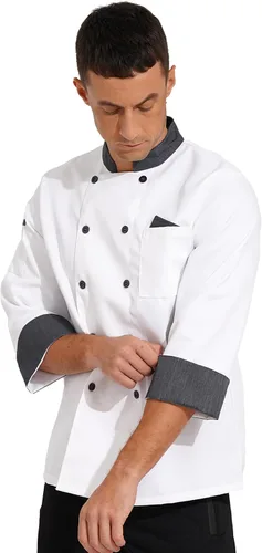 Miniatura 3 de Abrigo de chef unisex para hombre, chaqueta de chef de trabajo de doble botonadura
