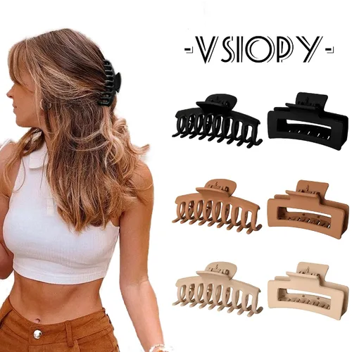 Miniatura 9 de 6 pinzas para el cabello de garra cuadrada mate medianas y grandes para mujeres: estilo versátil para cabello grueso y fino