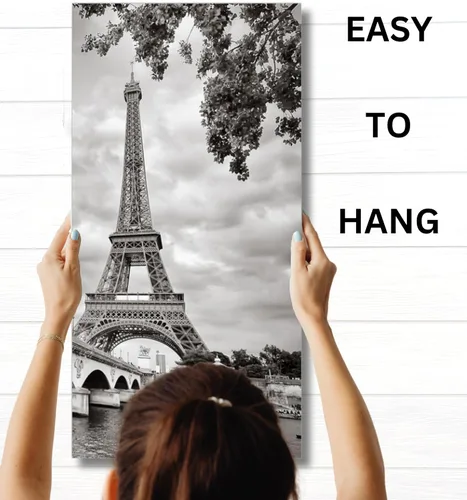 Miniatura 5 de París - Lienzo decorativo para pared, juego de 2 piezas, impresiones decorativas de varios paneles divididos, imagen de la torre Eiffel en blanco