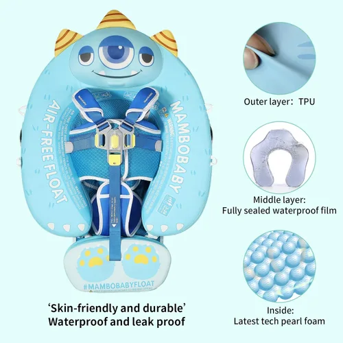 Miniatura 2 de Mambobaby Flotador para añadir cola sin volteo, flotador de natación para bebé, flotador de espuma de perlas, flotadores de agua sólida, entrenador