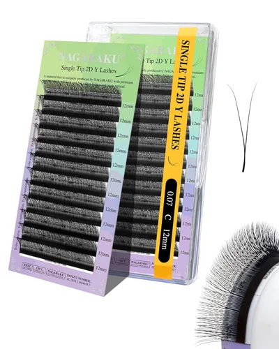 Miniatura 92 de Suministros de extensiones de pestañas NAGARAKU yy, pestañas falsas 0.05mm rizado D, bandeja mixta 8-12mm, prefabricadas 4D, abanico fácil, volumen