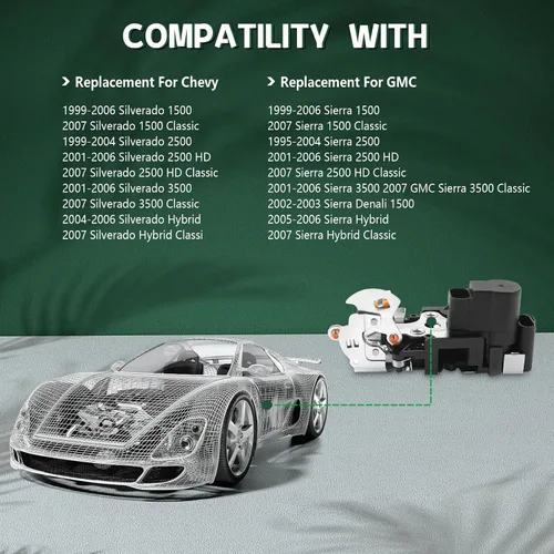 Miniatura 3 de OTUAYAUTO Actuador de cerradura de puerta delantero derecho lado del pasajero - Reemplazo para Chevy Silverado 1999-2007, Tahoe Suburban 2000-2006