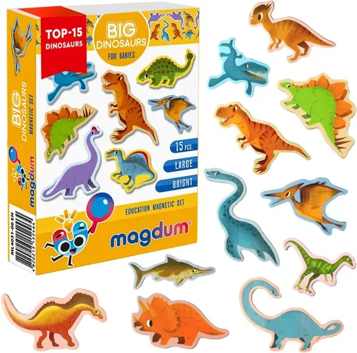 Imanes de dinosaurio – Imán de nevera para niños – 15 imanes grandes para nevera para niños pequeños – Imán de refrigerador para niños – Animal