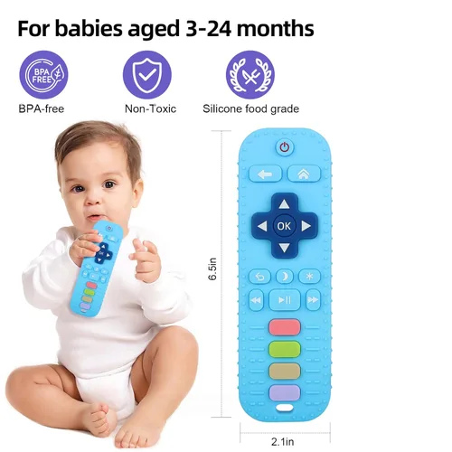 Miniatura 2 de Chuya Mordedores remotos de silicona para bebés, juguetes para dentición para TV, para bebés de 3-6-12-18 meses, juguetes para masticar para aliviar