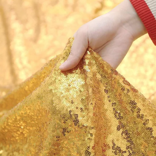 Miniatura 5 de Cortinas con lentejuelas doradas, 2 unidades de 2 x 8 pies, con brillantina, telón de fondo para bodas Dorado
