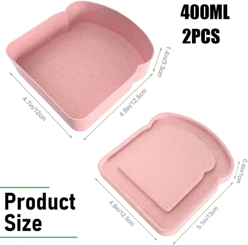 Miniatura 2 de NADUSEP Contenedores para sándwich, 2 unidades, caja de sándwiches, almacenamiento de alimentos, soporte en forma de tostada, de plástico